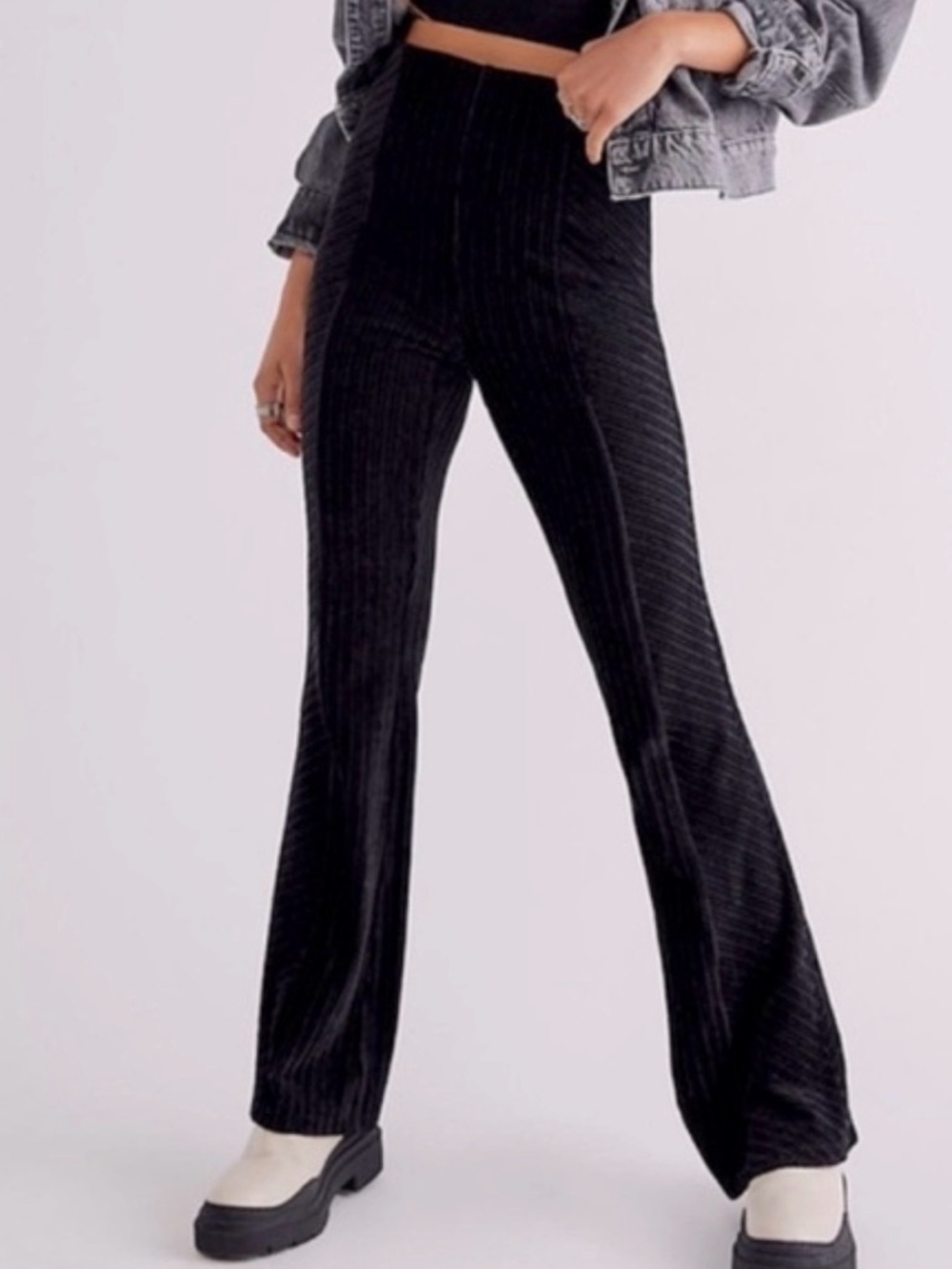 Free People Ribbed Flare Pants – Size S – Black
